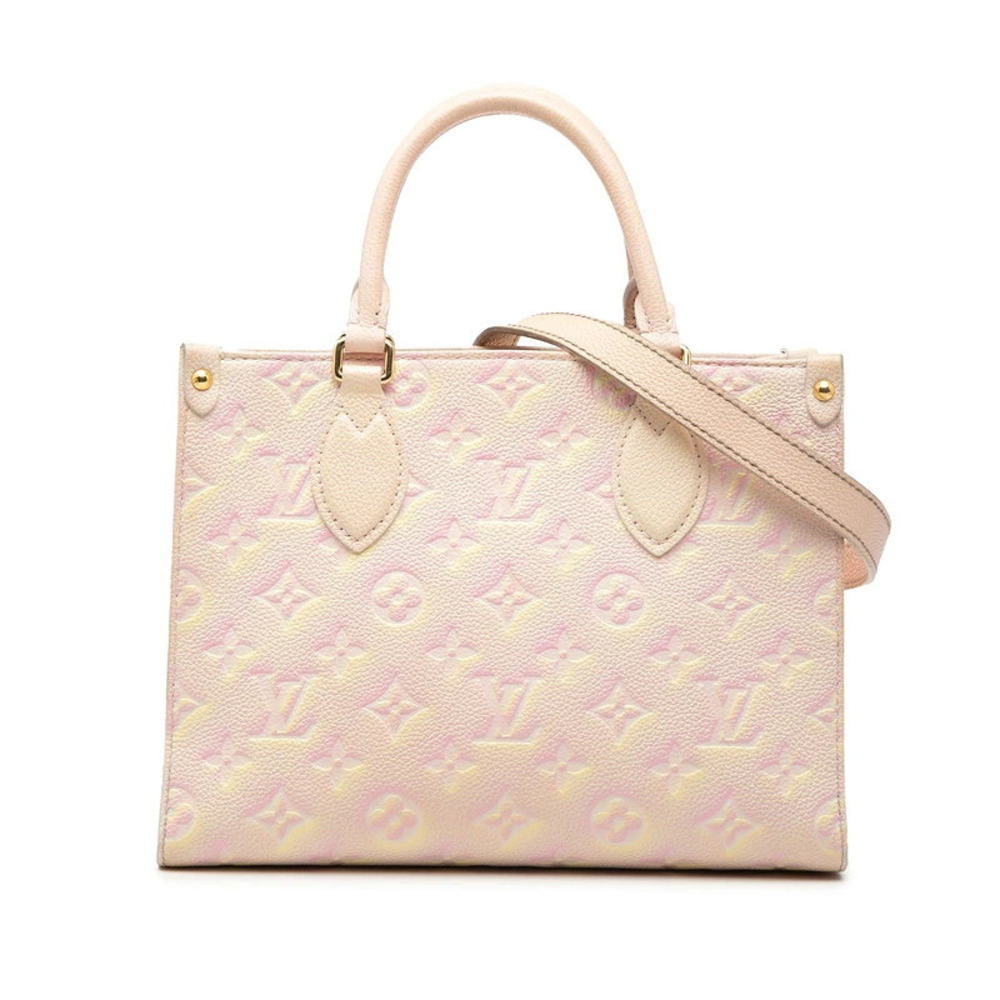 Louis Vuitton Monogram Empreinte On The Go 2way Shoulder Bag Pink Yellow Leather